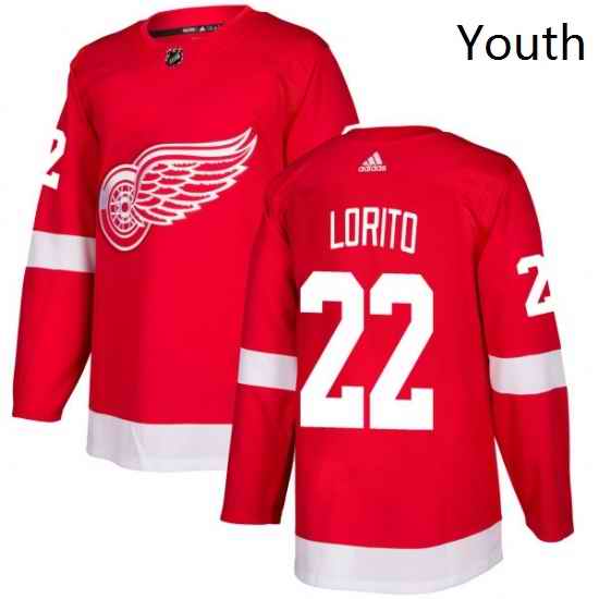 Youth Adidas Detroit Red Wings 22 Matthew Lorito Premier Red Home NHL Jersey